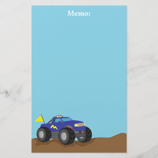 Racing Blue Monster Truck, för pojkar Brevpapper (Framsida)