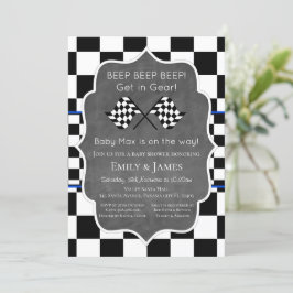 Racing Car Baby Shower Inbjudan, Födelsedagsinbjud Inbjudningar