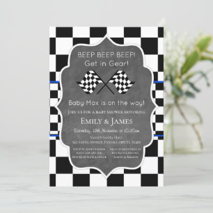 Racing Car Baby Shower Inbjudan, Födelsedagsinbjud Inbjudningar