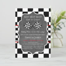 Racing Car Baby Shower Inbjudan, Födelsedagsinbjud