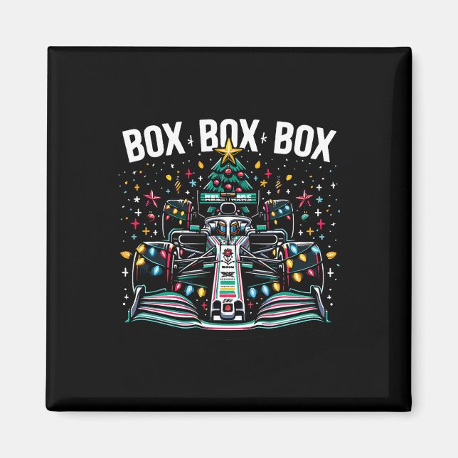 Racing Car Box Box Box Radio Ringa Kul Jul Träd Magnet (Framsidan)