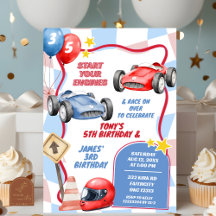 Racing Car Pojkar Gemensam Födelsedag
