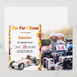 Racing Car, Två Snabba Födelsedagsfoto Inbjudningar