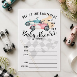 Racing Cars Ifyllnad Baby Shower Inbjudan