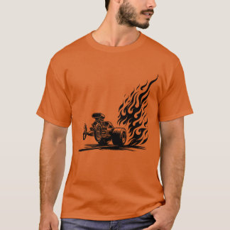 Racing Dragster Bil Med Imponerande Flammor pojke T Shirt