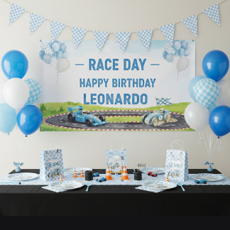 Racing Flag Checkered Blue & White bunting banner Vimplar