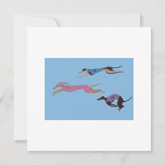 Racing Greyhounds with lead dog in Bunny suit Kort (Framsida)