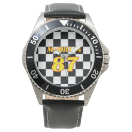 Racing Name Number Checkered  Armbandsur