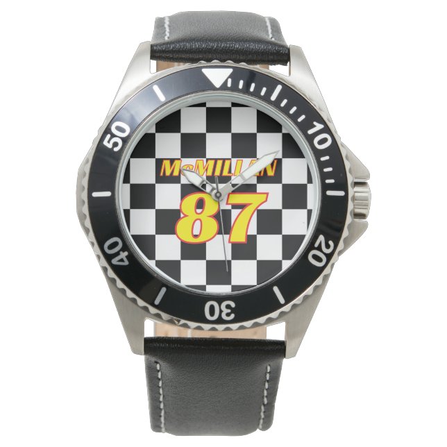 Racing Name Number Checkered  Armbandsur (Framsida)