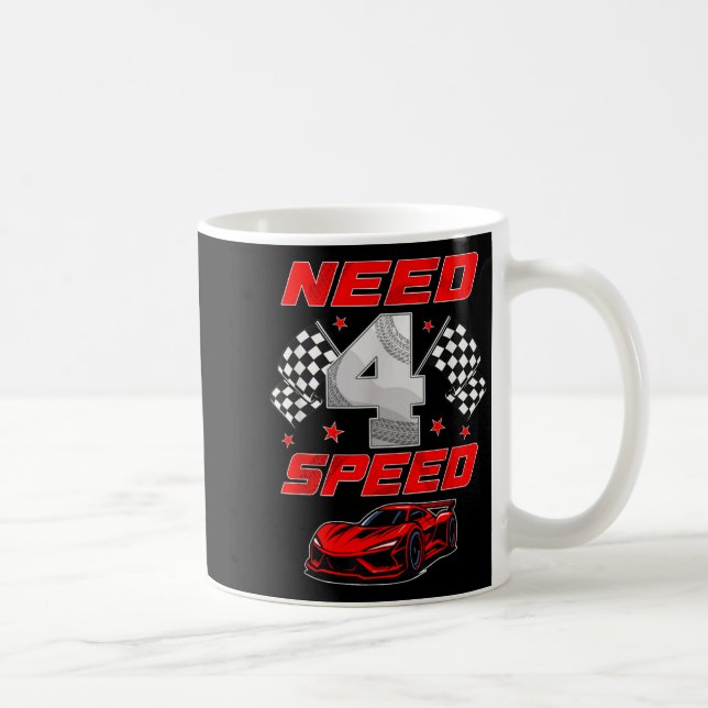 Racing Racecar 4 Year Old 4th Birthday Boy Girl Ne Kaffemugg (Höger)