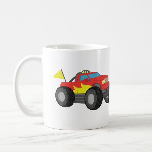 Racing Red Monster Truck, för racerpojkar Kaffemugg (Vänster)