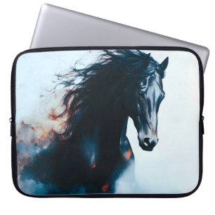 Racing Svart Häst Porträtt Minimalist Laptop Fodral