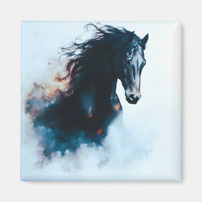 Racing Svart Häst Porträtt Minimalist Magnet (Framsidan)