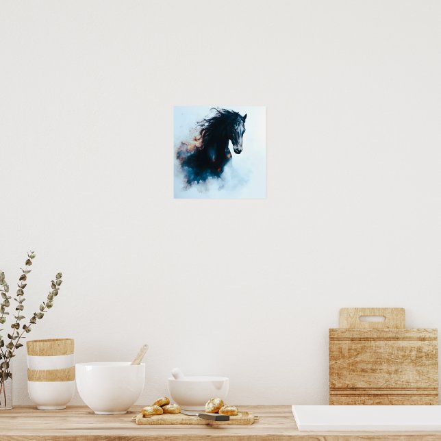 Racing Svart Häst Porträtt Minimalist Poster (Kök)