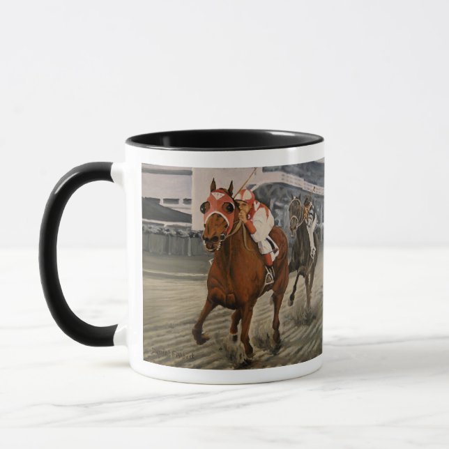 Racing Thoroughbred är den vinnande hästen Mugg (Vänster)