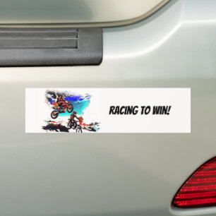 Racing To Win - Motocrossförare Bildekal
