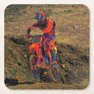 Racing to Win- Motocrossförare Pappers Tallrik Underlägg Papper Kvadrat