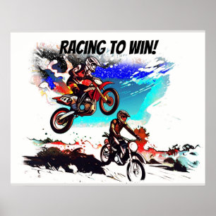 Racing To Win - Motocrossförare Poster
