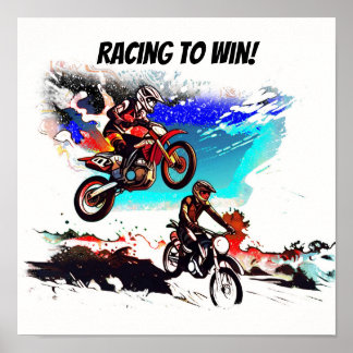 Racing To Win - Motocrossförare Poster