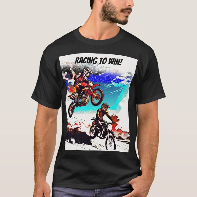 Racing To Win - Motocrossförare T Shirt (Framsida)