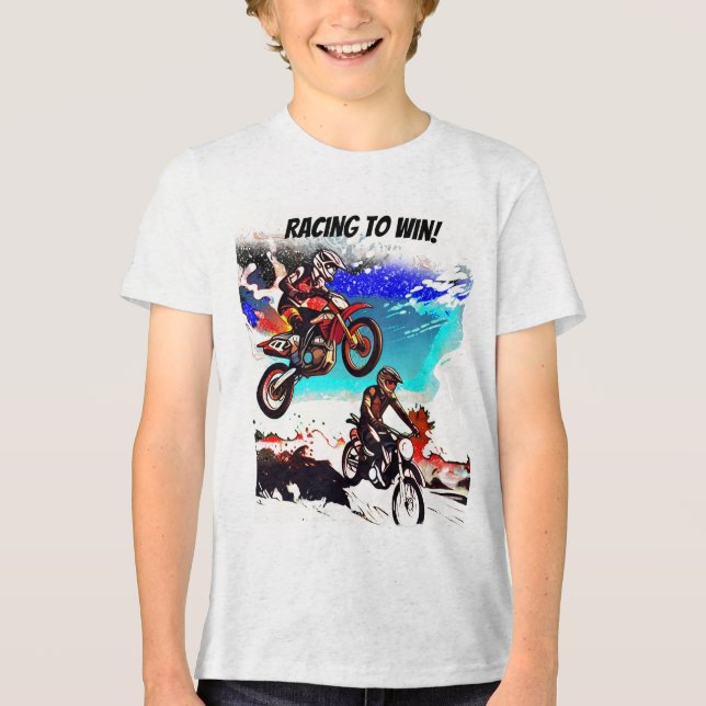 Racing To Win - Motocrossförare T Shirt (Framsida)