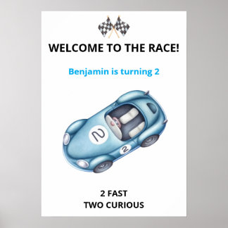 Racingbil 2-års Pojke Personlig Partiaffisch Poster