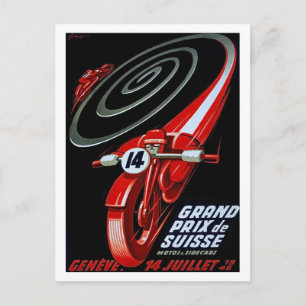 Racingmotorcykel i hög fart, vintage vykort