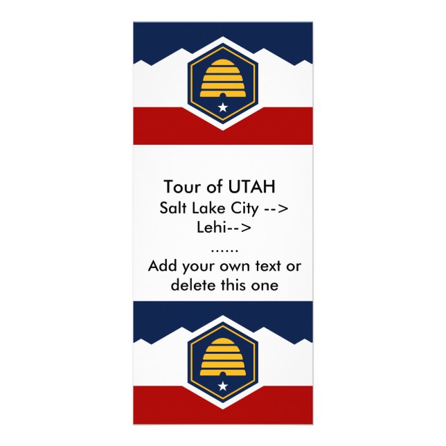 Rack Card with Flag of Utah, USA Reklamkort (Framsidan)