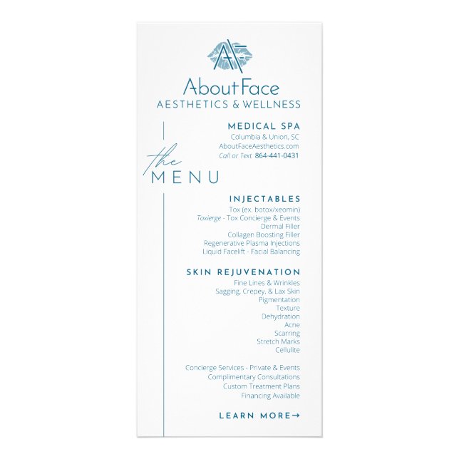 Rack Cards Service Menu Reklamkort (Framsidan)