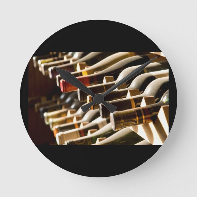 RACK FÖR VIN FLASKOR WALL CLOCK RUND KLOCKA (Framsida)