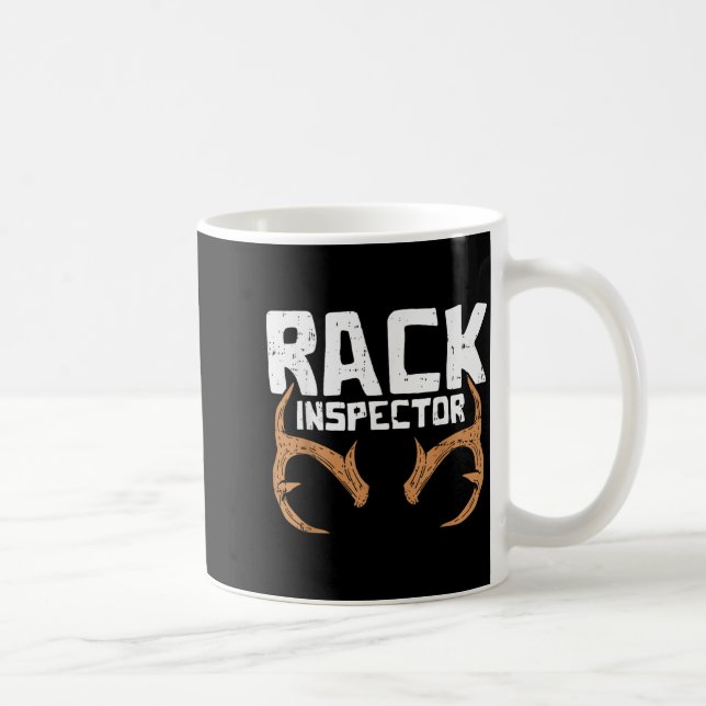 Rack Inspector Funny Deer Elk Buck Bow Hunting Hun Kaffemugg (Höger)