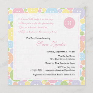 Räck som en Button Girl Baby Shower-inbjudan Inbjudningar