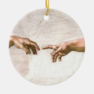 Räcka av gud av Michelangelo Julgransprydnad Keramik