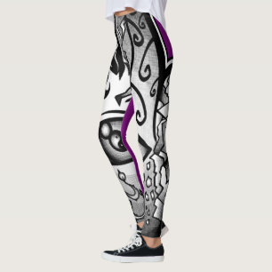 Räcka av skapelsen "lila regnar" damasker leggings