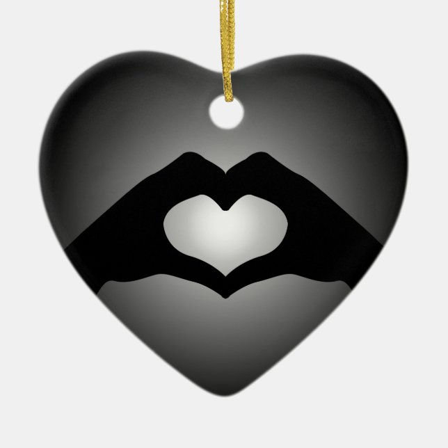 räcka danande undertecknar hjärta julgransprydnad keramik (Framsidan)