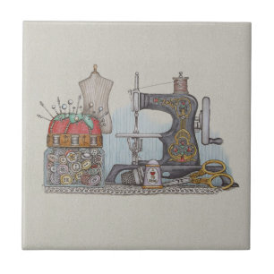 Räcka den drev symaskinen kakelplatta