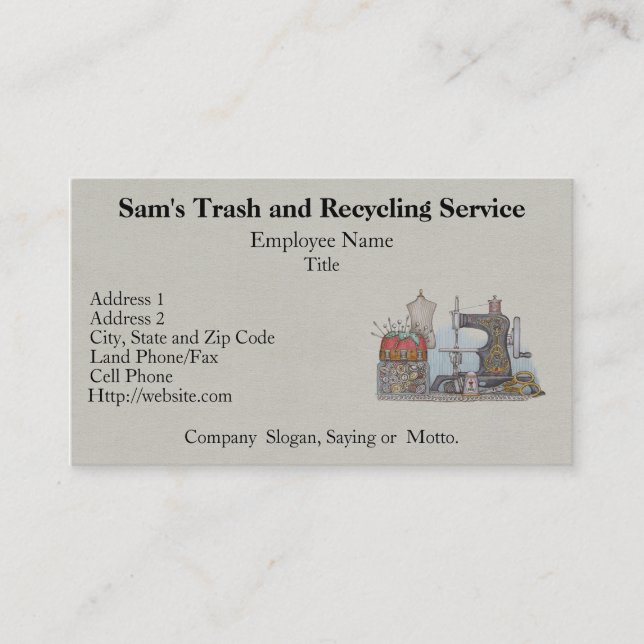 Räcka den drev symaskinen visitkort (Framsida)