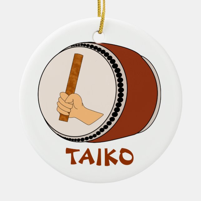 Räcka den hållande pinnen Taiko trummar att trumma Julgransprydnad Keramik (Framsidan)