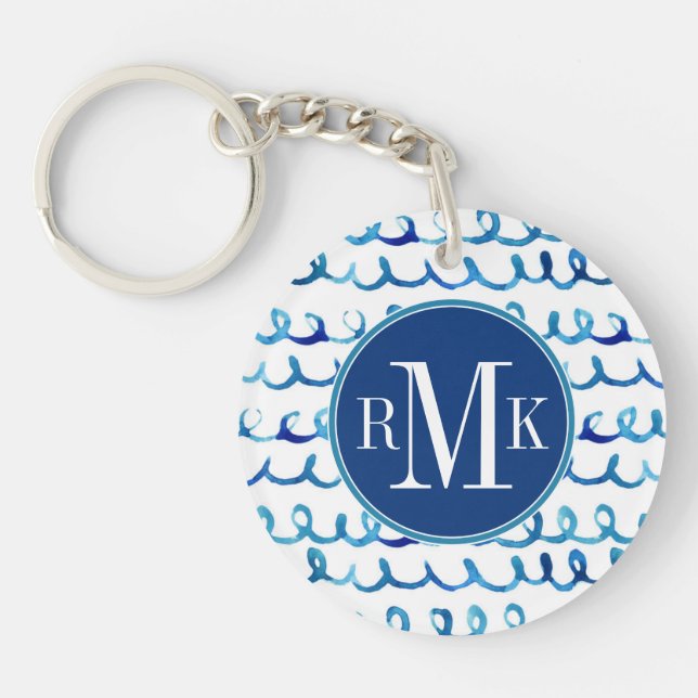 Räcka den målade blåttvattenfärgen vågigt mönster (Framsidan)