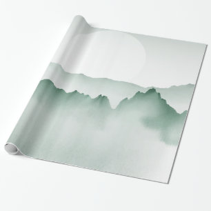 Räcka det målade vattenfärgberg landskap presentpapper