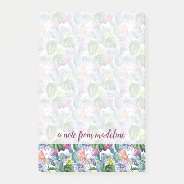 Räcka det målade vattenfärgkaktusmönster post-it block (Framsida)