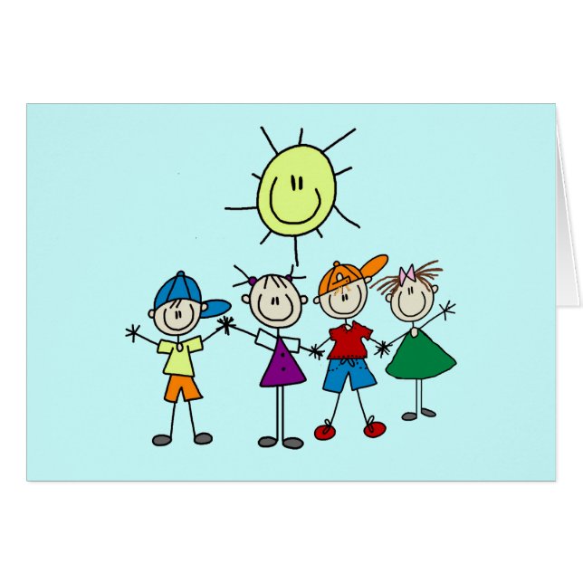 Räcka - in - räcker stick figurungar Tshirts och Hälsningskort (Framsidan Horizontal)