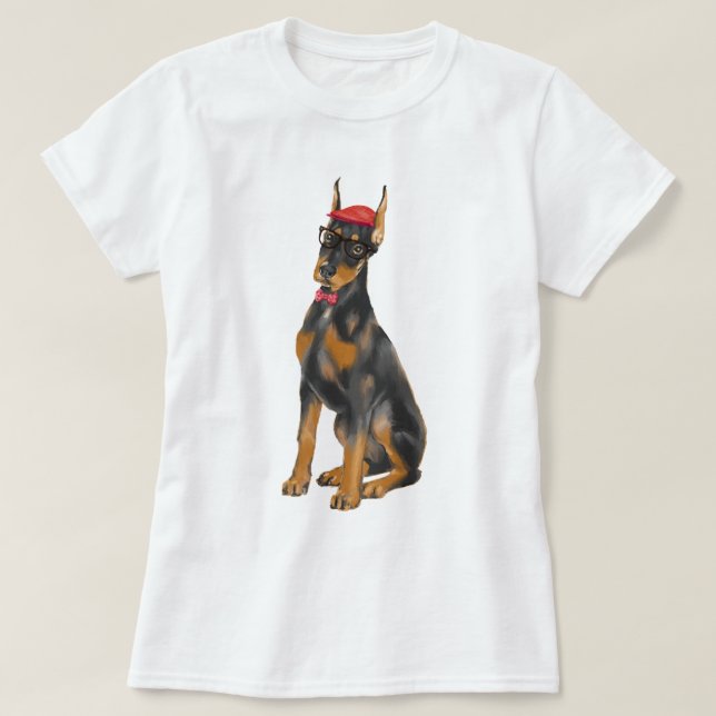 Räcka-målad hund för höftDobermanPinscher T-shirt (Design framsida)