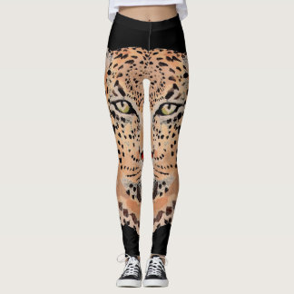 Räcka målad Leopardtryckdamasker Leggings
