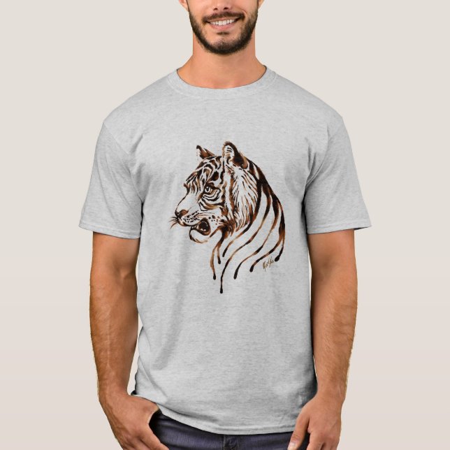 Räcka målad manar för chokladtigerkonst T-tröja Tee Shirt (Framsida)