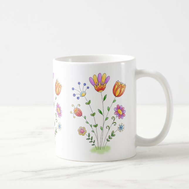 Räcka målade blommor den moderna vattenfärgen kaffemugg (Höger)