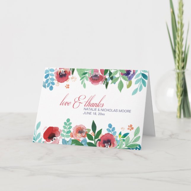 Räcka-Målade blommor vek fotokortet Tack Kort (Framsida)