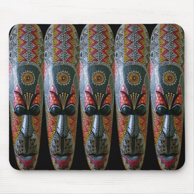 Räcka målat afrikanskt stam- maskerar musmatta (Framsidan)