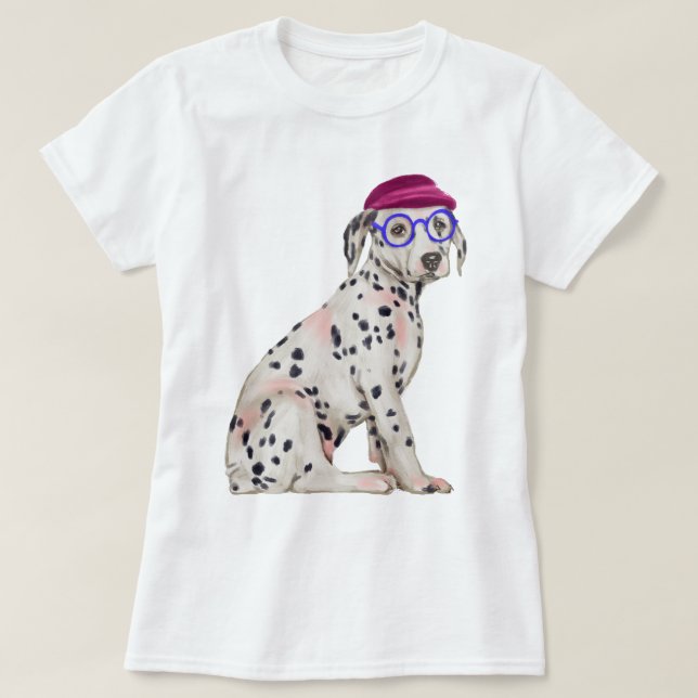 Räcka-målat rusa den Dalmatian prickiga hunden Tee (Design framsida)