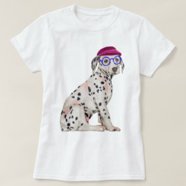 Räcka-målat rusa den Dalmatian prickiga hunden Tee Shirt